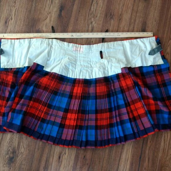 Vintage Wool Red Plaid Kilt 22" Waist by Thos Gordon & Sons Highland - Picture 5 of 10